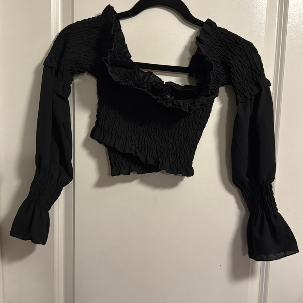 Bandeau style black crop top